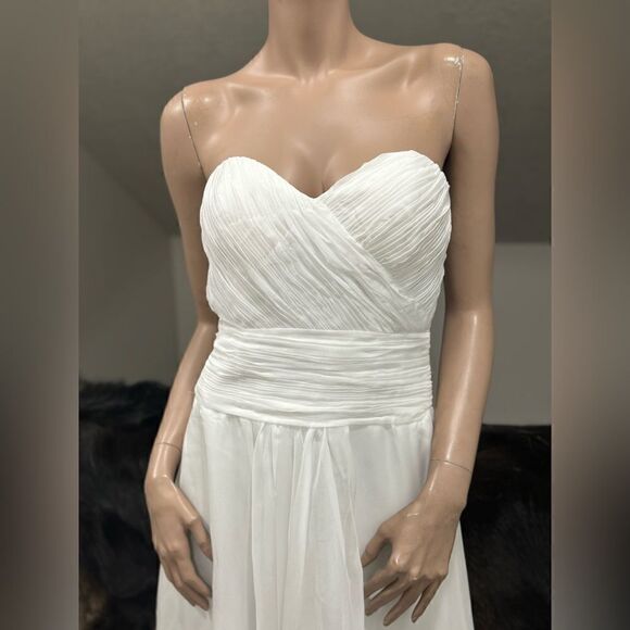 White Chiffon Sleeveless Party Dress/Bridesmaid Dress With Removable Straps - Picture 6 of 12